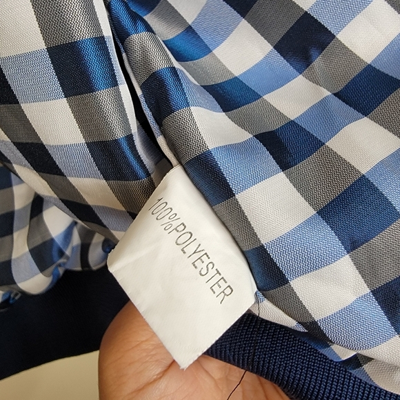 Springrain Jacket Blue Zip Faux Leather Bomber Jacket Men's Size Large - Picture 4 of 6